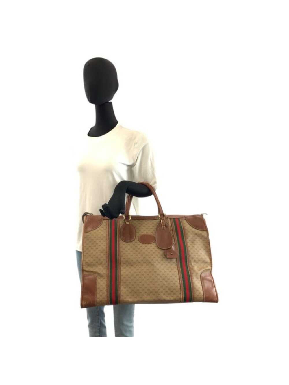 Gucci Vintage Micro GG Sherry Line Brown Boston Bag - Picture 7 of 9